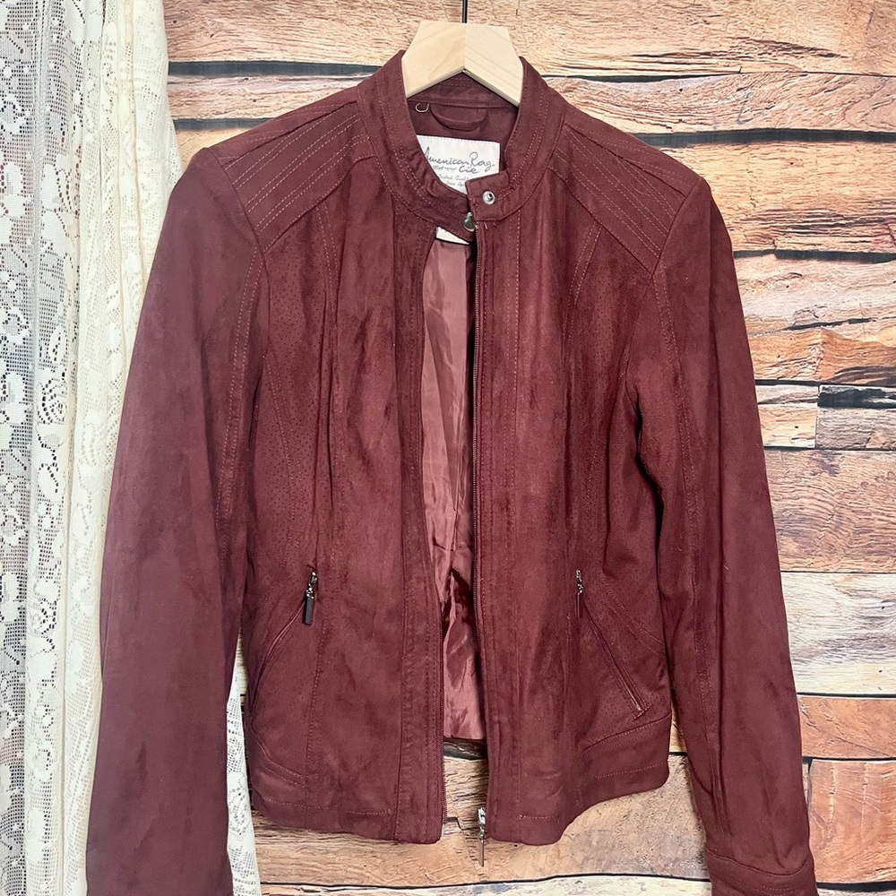 American Rag Maroon Bomber Jacket - Picture 2 of 11
